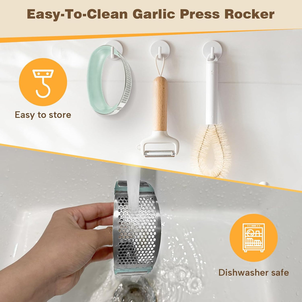 304 Stainless Steel Garlic Press Rocker Set