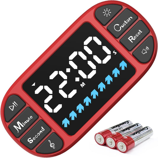 Digital Kitchen Visual Timer: 3.6'' Large LED Display, Magnetic, 3 Brightness, 4 Alarms and Volume, Memory Function, Countdown Count up for Cooking, Classroom, Home Gym, AAA Battery Included