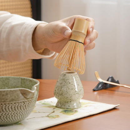 matcha whisk set Ceremony Accessory, Matcha Whisk, Traditional Scoop (Chashaku), Tea Spoon, Whisk Holder, 1 tea bowl, 1 tea siev, 7pcs matcha set.matcha green matcha kit