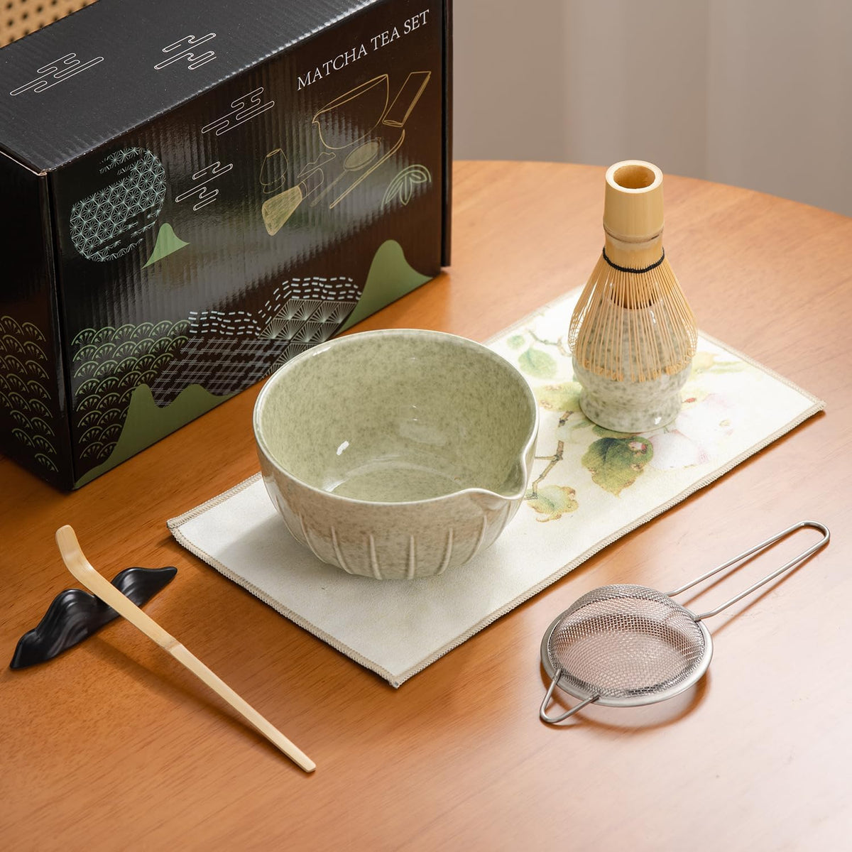 matcha whisk set Ceremony Accessory, Matcha Whisk, Traditional Scoop (Chashaku), Tea Spoon, Whisk Holder, 1 tea bowl, 1 tea siev, 7pcs matcha set.matcha green matcha kit