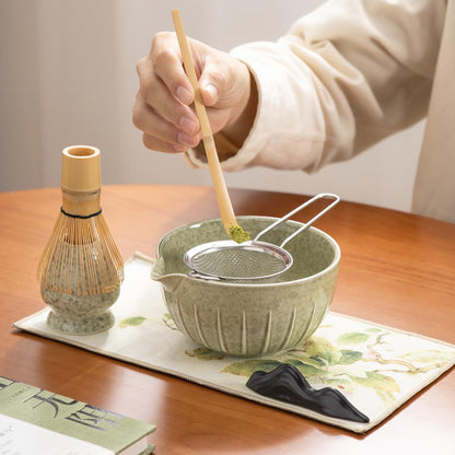 matcha whisk set Ceremony Accessory, Matcha Whisk, Traditional Scoop (Chashaku), Tea Spoon, Whisk Holder, 1 tea bowl, 1 tea siev, 7pcs matcha set.matcha green matcha kit