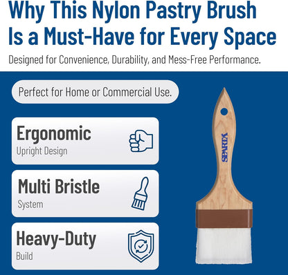 SPARTA 4039800 Nylon Wide Brush, Flat With Nylon Bristles, 3 Inches, Tan