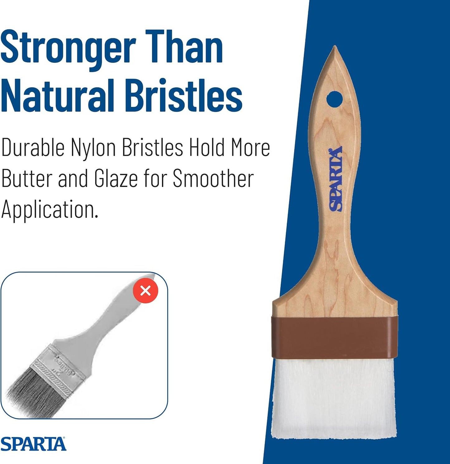 SPARTA 4039800 Nylon Wide Brush, Flat With Nylon Bristles, 3 Inches, Tan
