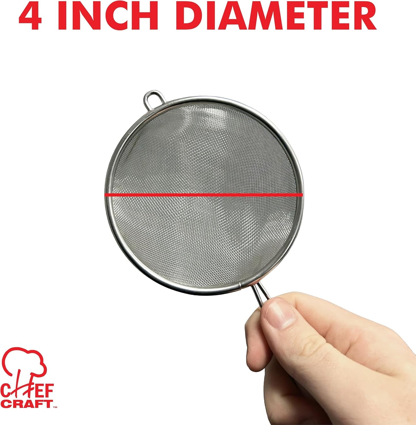 Basic Mesh Strainer, 3 and 4 Inch, 2 Piece Set, Stainless Steel