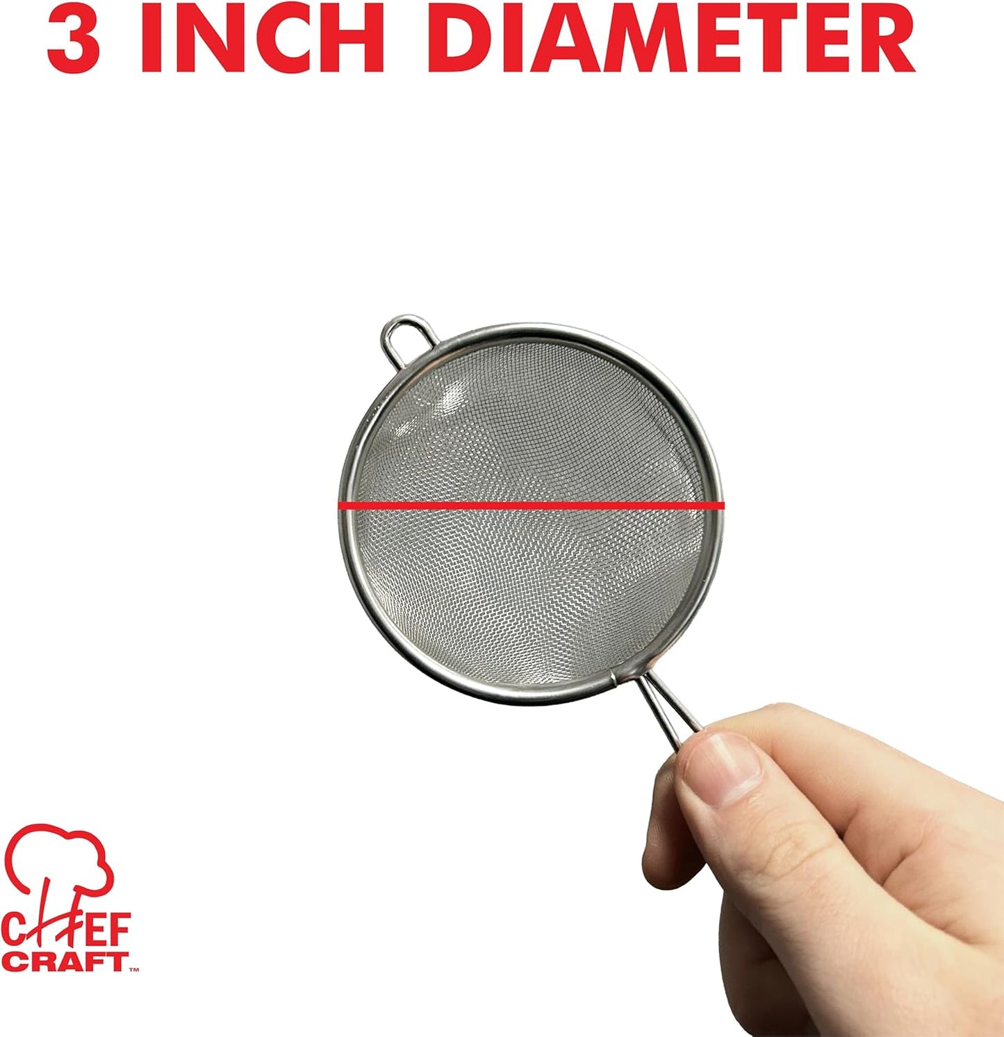 Basic Mesh Strainer, 3 and 4 Inch, 2 Piece Set, Stainless Steel