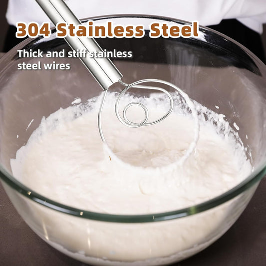 Danish Dough Whisk, 12inch Stainless Steel Bread Whisk