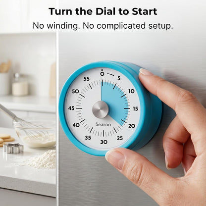 Magnetic Kitchen Timer, 60-Minute Visual Dial (Blue)