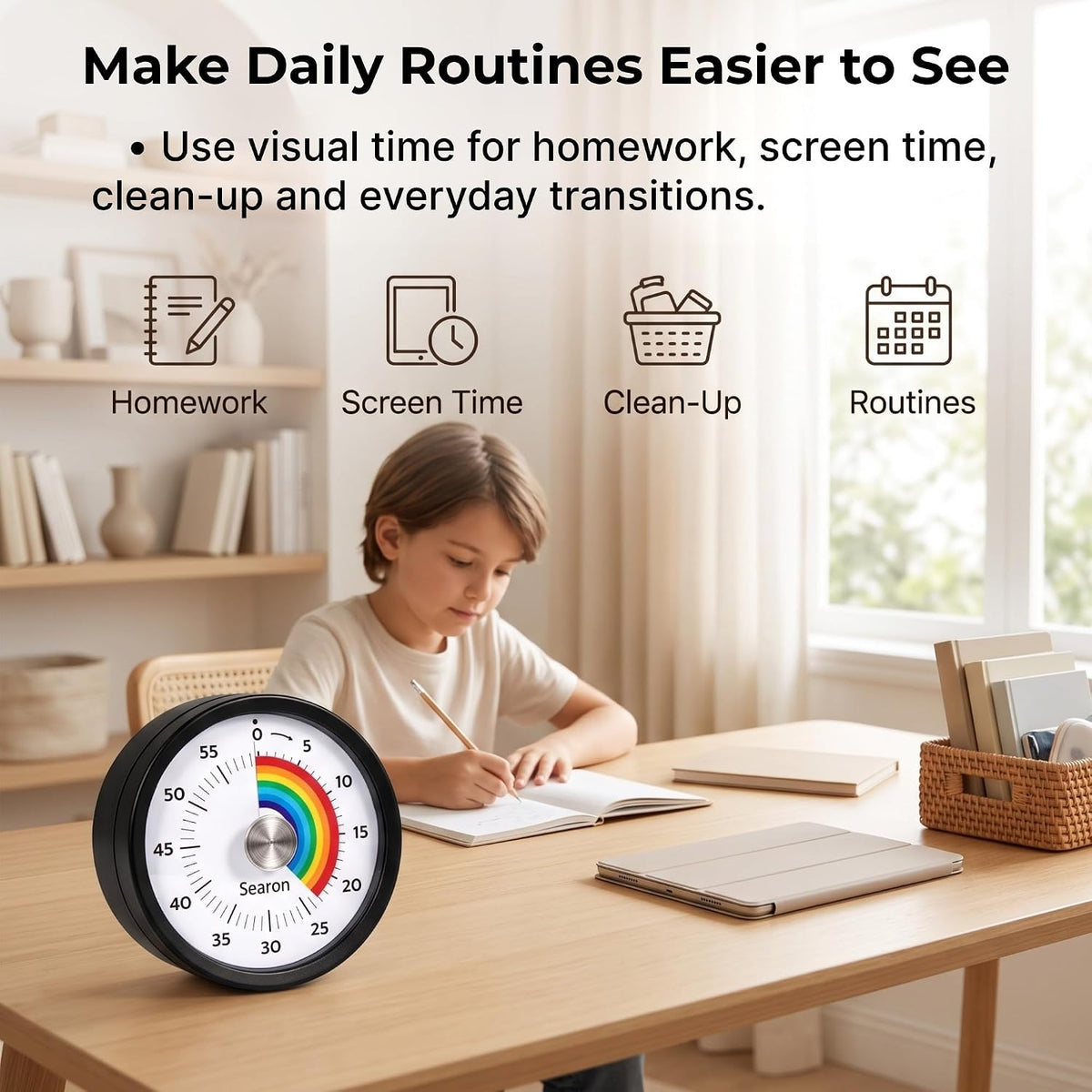 Magnetic Kitchen Timer, 60-Minute Visual Dial (Blue)