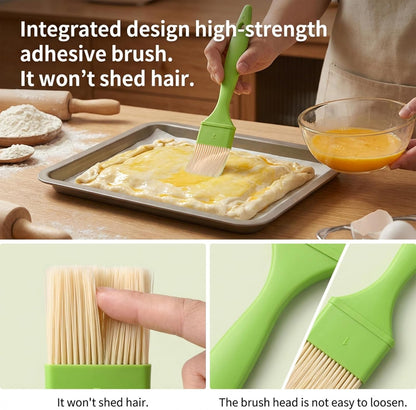 3 PCS Pastry Bursh, 1/1/2 Inch Food Brushes for Cooking Heat Resistant Bristle Basting Brushes with Hang Hole Design for Kitchen Baking Grilling Marinade Butter, Green