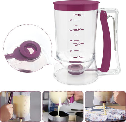 Kndatle Pancake Cupcake Batter Dispenser, Batter Separator Bakeware Maker with Measuring Label, Perfect Baking Tool for Cupcakes, Waffles, Muffin Mix, or Any Baked Goods