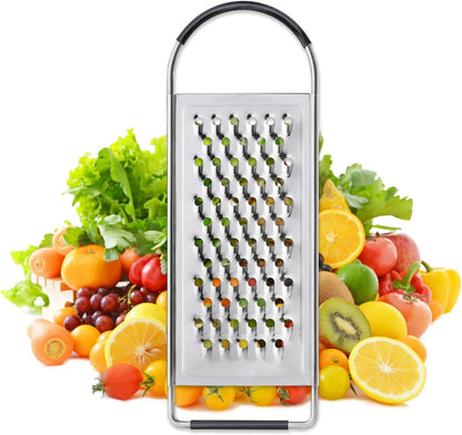 Cheese Grater Handheld, HIA Flat Coarse Stainless Steel Graters for Kitchen, Food Grater with Anti-Slip Handle, Perfect for Potato, Vegetable, Butter, Parmesan Cheese