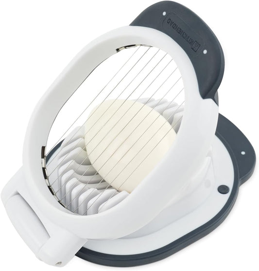 Replaceable Egg Slicer with Stainless Steel Wires, Egg Cutter for Hard-Boiled Eggs, Dual-Direction Cutting, Heavy-Duty Egg Dicer, Non-Slip Base & Handle, Dishwasher Safe