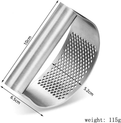 Garlic Press Rocker Stainless Steel Garlic Crusher, Mincer with Garlic Peeler and Cleaning Brush 3-Piece Set