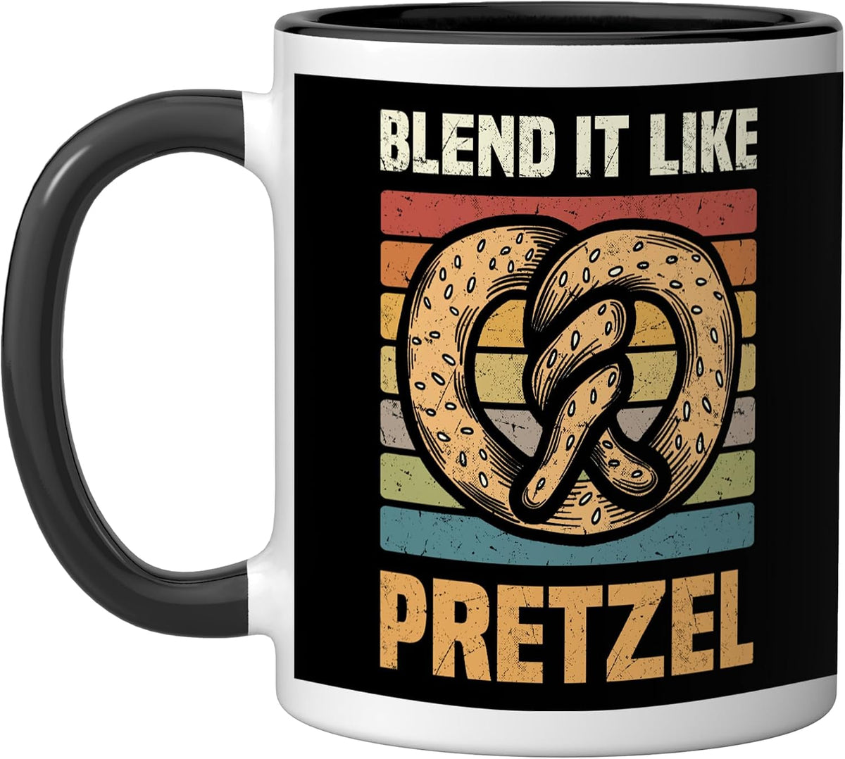 Pretzels Lover Design Pastry Blend It Like Pretzel Ceramic Mug, Yellow/White, 11oz