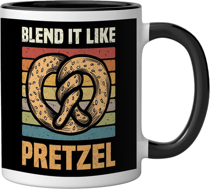 Pretzels Lover Design Pastry Blend It Like Pretzel Ceramic Mug, Yellow/White, 11oz