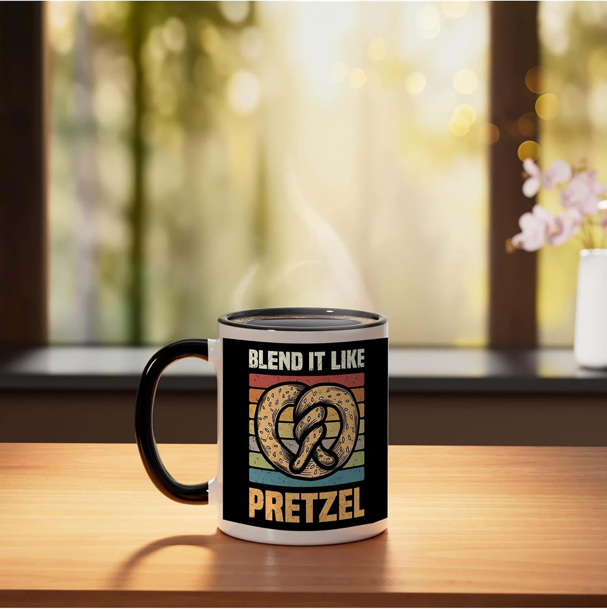 Pretzels Lover Design Pastry Blend It Like Pretzel Ceramic Mug, Yellow/White, 11oz
