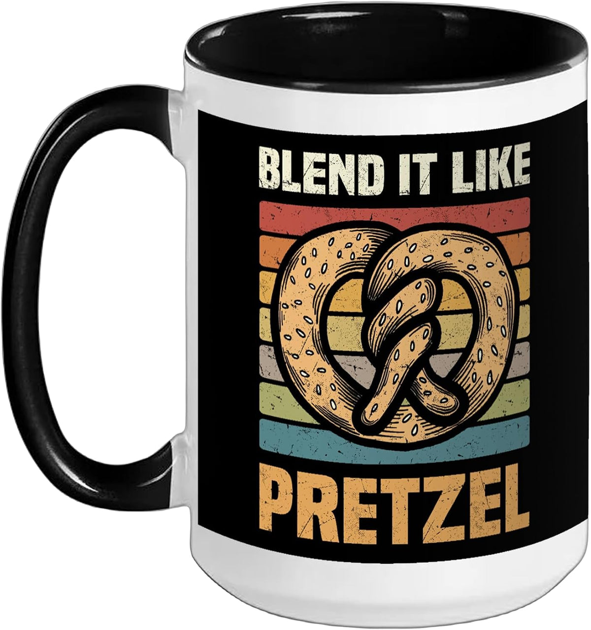 Pretzels Lover Design Pastry Blend It Like Pretzel Ceramic Mug, Yellow/White, 11oz