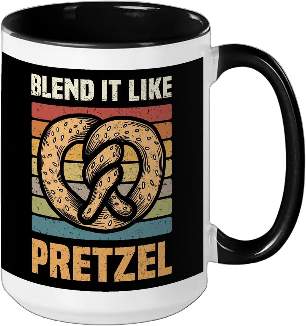 Pretzels Lover Design Pastry Blend It Like Pretzel Ceramic Mug, Yellow/White, 11oz