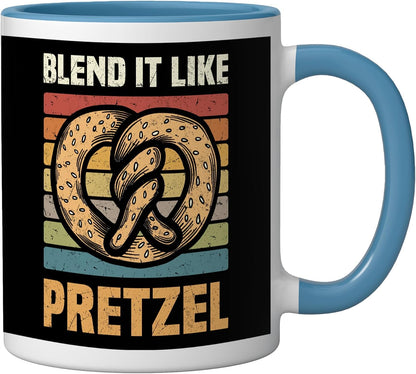 Pretzels Lover Design Pastry Blend It Like Pretzel Ceramic Mug, Yellow/White, 11oz
