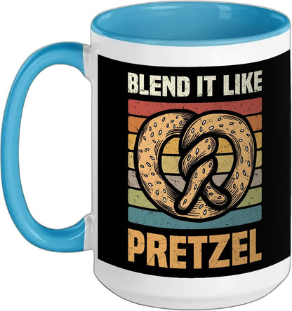Pretzels Lover Design Pastry Blend It Like Pretzel Ceramic Mug, Yellow/White, 11oz