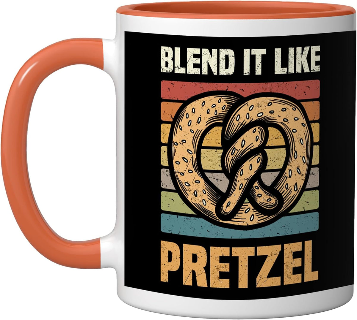 Pretzels Lover Design Pastry Blend It Like Pretzel Ceramic Mug, Yellow/White, 11oz