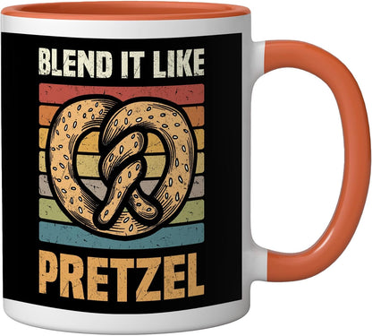Pretzels Lover Design Pastry Blend It Like Pretzel Ceramic Mug, Yellow/White, 11oz
