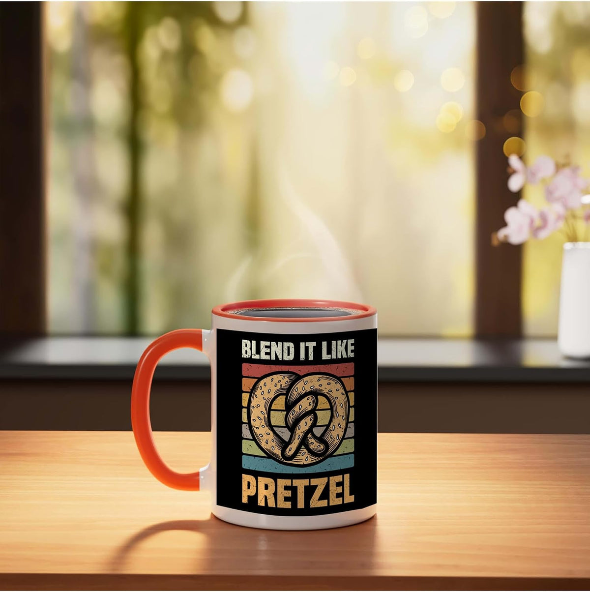 Pretzels Lover Design Pastry Blend It Like Pretzel Ceramic Mug, Yellow/White, 11oz