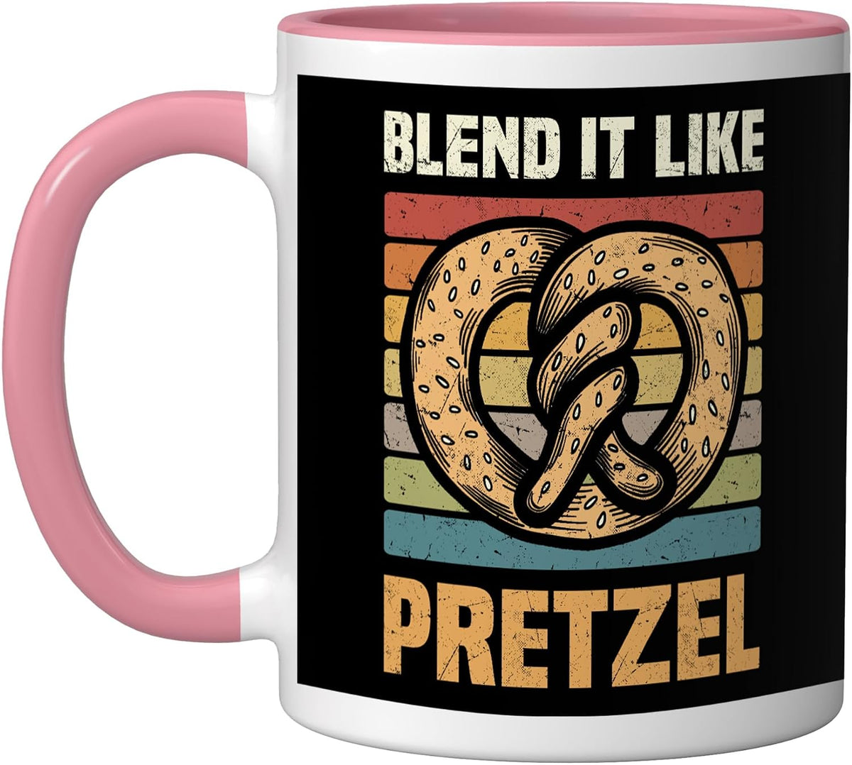 Pretzels Lover Design Pastry Blend It Like Pretzel Ceramic Mug, Yellow/White, 11oz