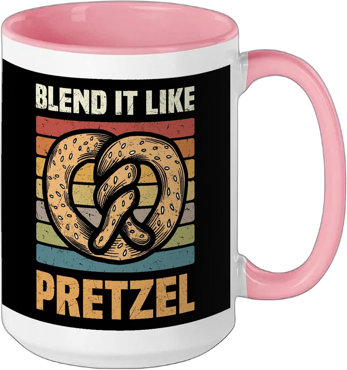 Pretzels Lover Design Pastry Blend It Like Pretzel Ceramic Mug, Yellow/White, 11oz