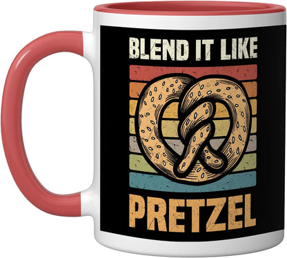 Pretzels Lover Design Pastry Blend It Like Pretzel Ceramic Mug, Yellow/White, 11oz