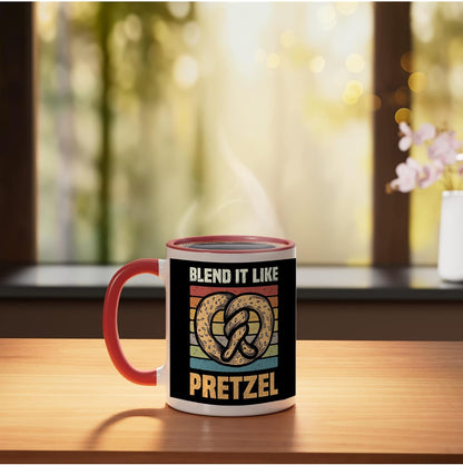 Pretzels Lover Design Pastry Blend It Like Pretzel Ceramic Mug, Yellow/White, 11oz
