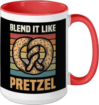 Pretzels Lover Design Pastry Blend It Like Pretzel Ceramic Mug, Yellow/White, 11oz
