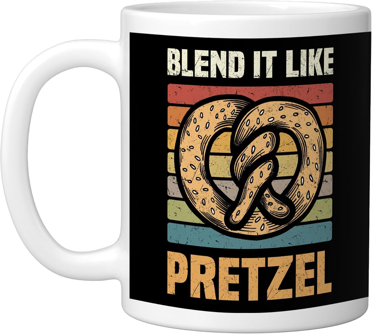 Pretzels Lover Design Pastry Blend It Like Pretzel Ceramic Mug, Yellow/White, 11oz