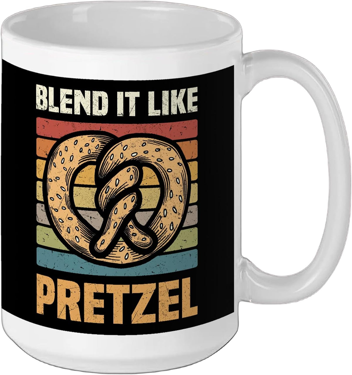 Pretzels Lover Design Pastry Blend It Like Pretzel Ceramic Mug, Yellow/White, 11oz