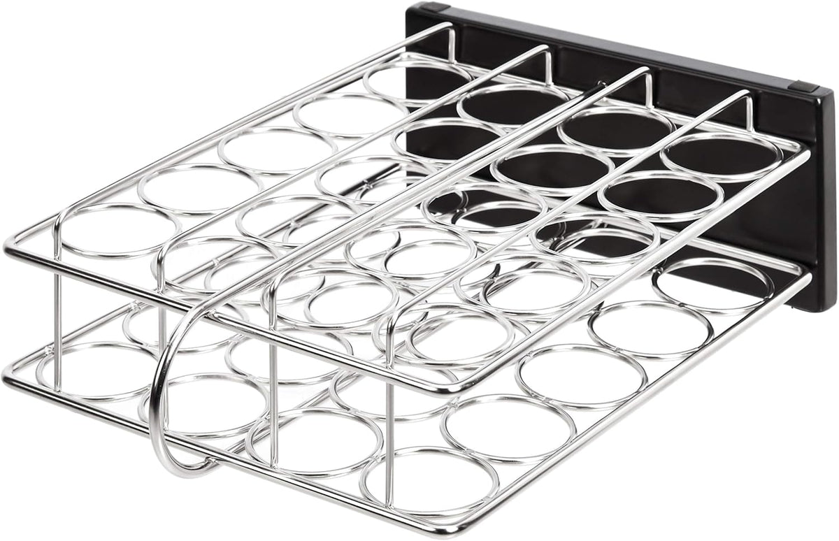 20 Jars Spice Rack Organizer, Space-Saving Kitchen Organizer with Glass Spice Jars, Sturdy, Silver