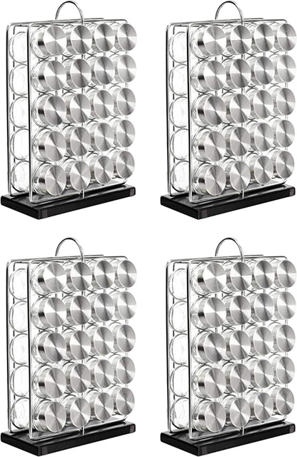 20 Jars Spice Rack Organizer, Space-Saving Kitchen Organizer with Glass Spice Jars, Sturdy, Silver