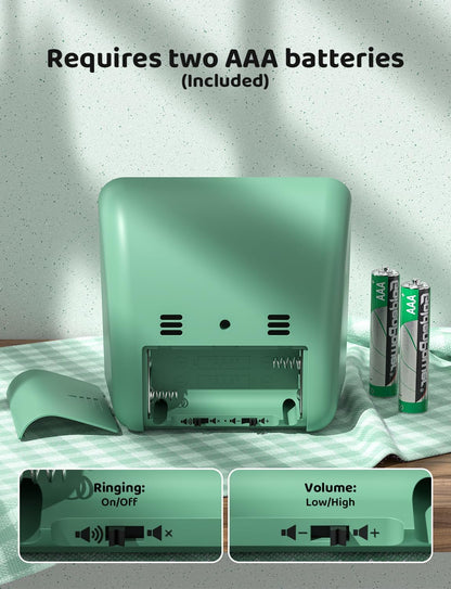 LIORQUE Visual Timer for Kids, 60 Minute Countdown Timer, Green | Non-Ticking, 3 Volume Levels with Mute Function, Timer for Kitchen Cooking Classroom ADHD, 2 AAA Batteries Included