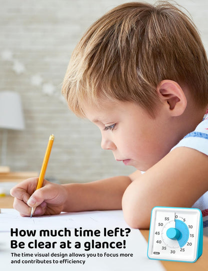 LIORQUE Visual Timer for Kids, 60 Minute Countdown Timer, Green | Non-Ticking, 3 Volume Levels with Mute Function, Timer for Kitchen Cooking Classroom ADHD, 2 AAA Batteries Included