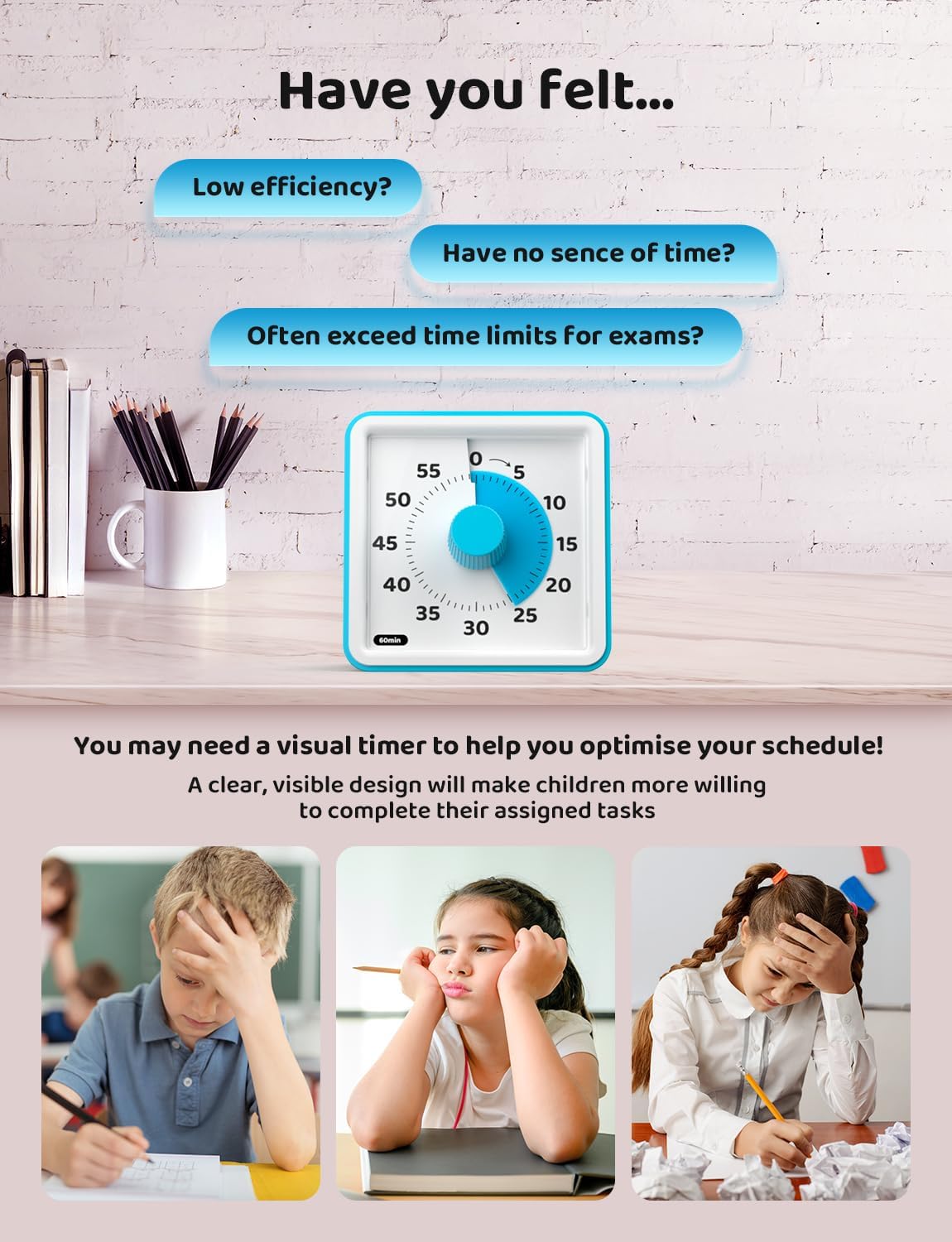 LIORQUE Visual Timer for Kids, 60 Minute Countdown Timer, Green | Non-Ticking, 3 Volume Levels with Mute Function, Timer for Kitchen Cooking Classroom ADHD, 2 AAA Batteries Included