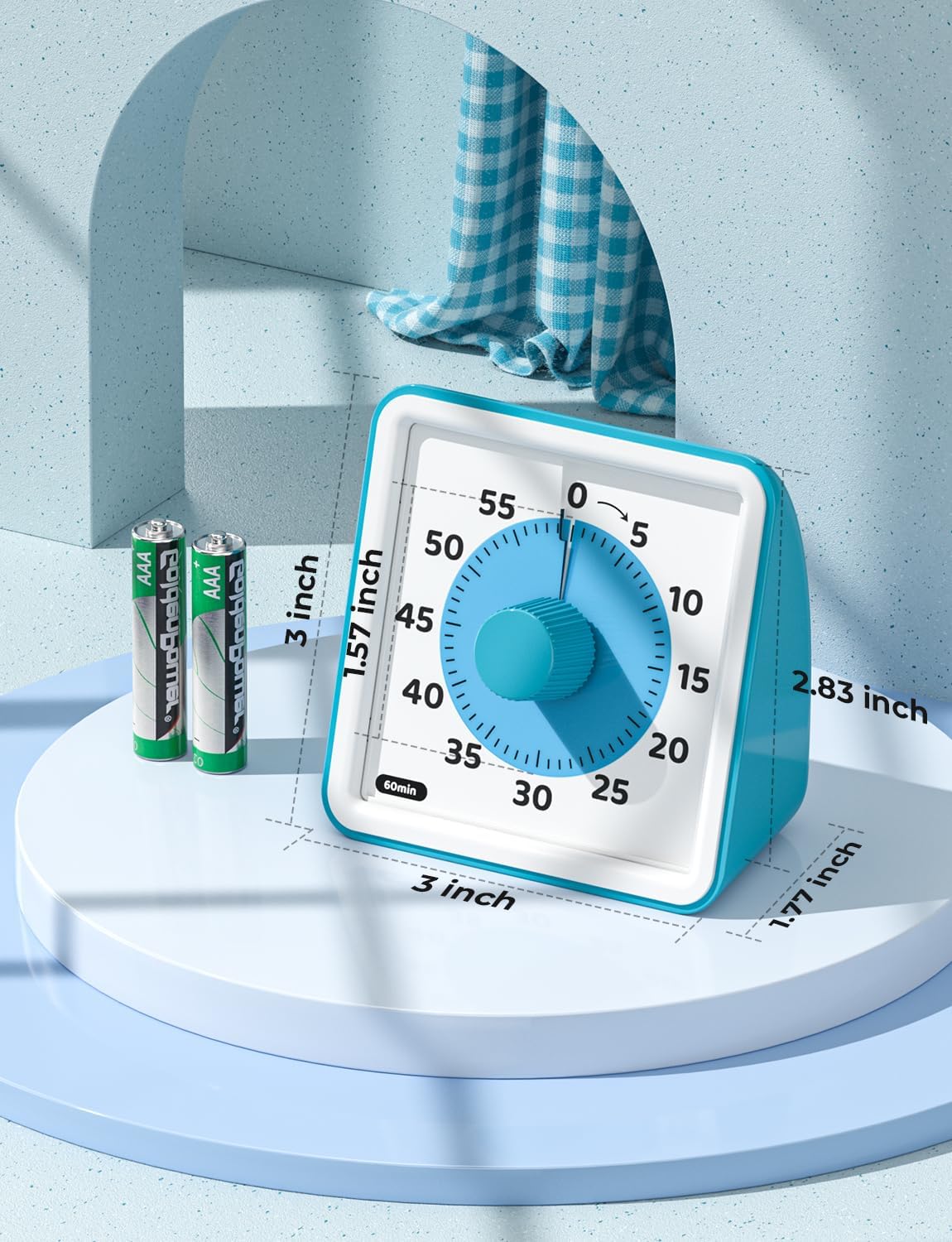 LIORQUE Visual Timer for Kids, 60 Minute Countdown Timer, Green | Non-Ticking, 3 Volume Levels with Mute Function, Timer for Kitchen Cooking Classroom ADHD, 2 AAA Batteries Included