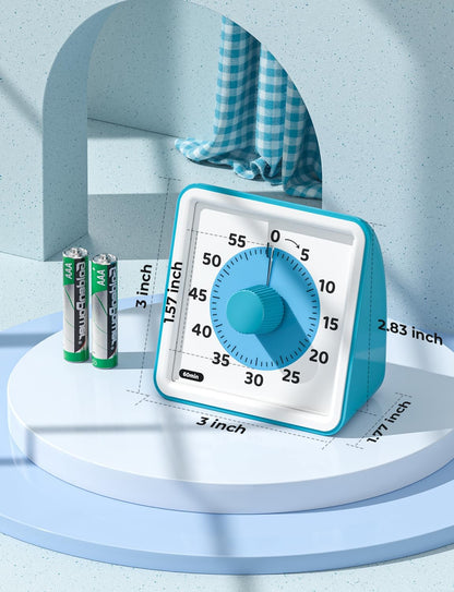 LIORQUE Visual Timer for Kids, 60 Minute Countdown Timer, Green | Non-Ticking, 3 Volume Levels with Mute Function, Timer for Kitchen Cooking Classroom ADHD, 2 AAA Batteries Included