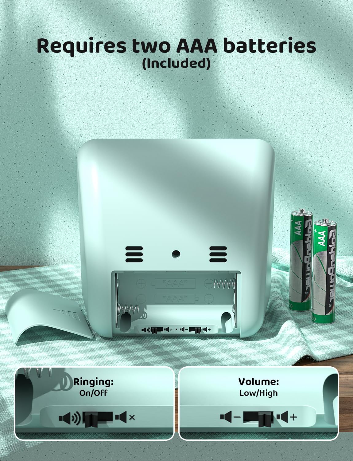 LIORQUE Visual Timer for Kids, 60 Minute Countdown Timer, Green | Non-Ticking, 3 Volume Levels with Mute Function, Timer for Kitchen Cooking Classroom ADHD, 2 AAA Batteries Included
