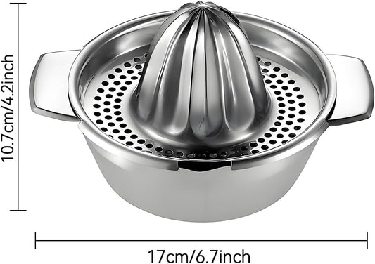 Lemon Orange Squeezer, Manual Juicer Stainless Steel Citrus Juicer Hand Press Lemon Squeezer with Bowl Juicer Strainer