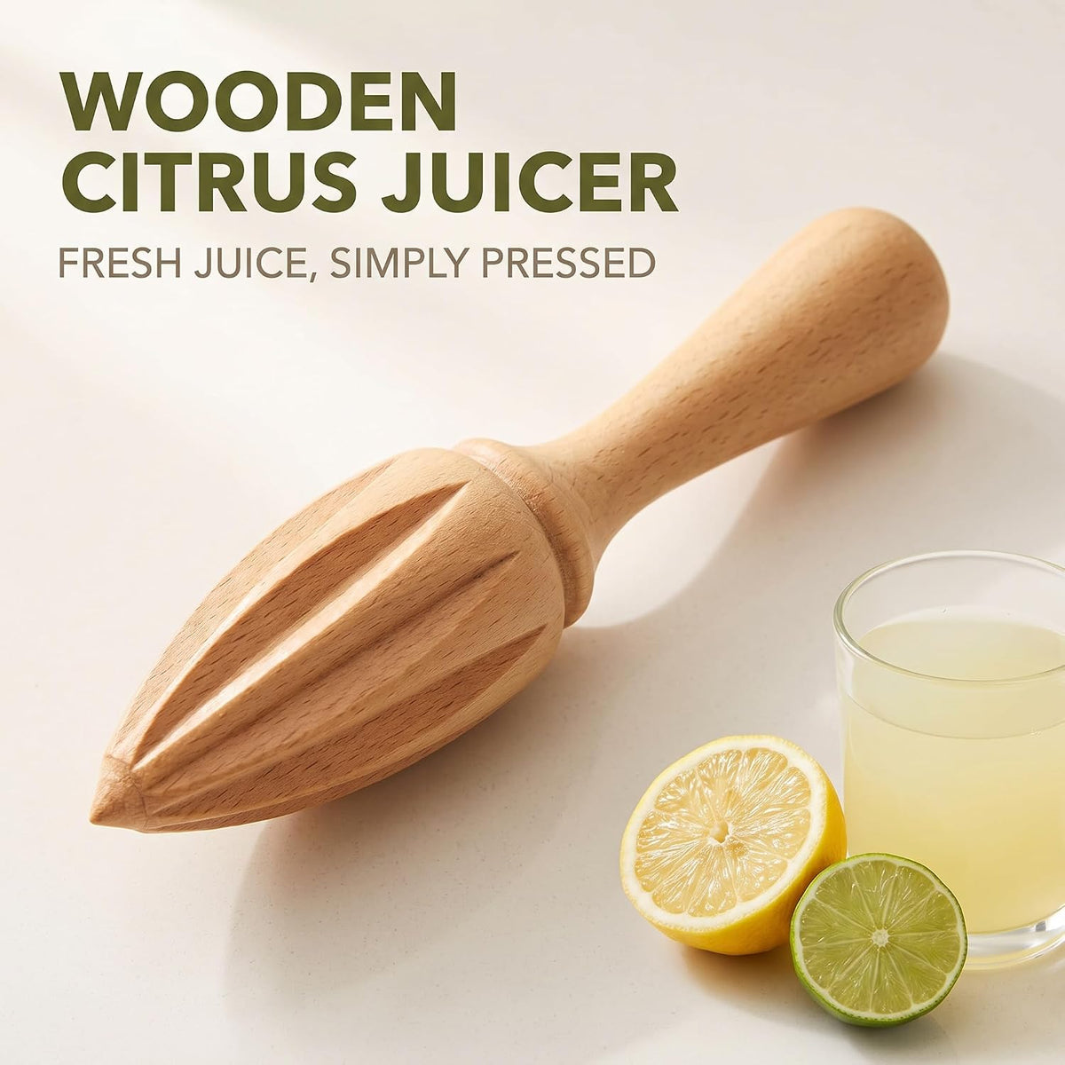 Wooden Citrus Juicer - Manual Handheld Lemon Orange Reamer with Ergonomic Grip, Durable Fruit Squeezer Tool for Home/Bar/Cafe Use, Portable Kitchen Accessories for Juicing Limes and Citrus Fruits