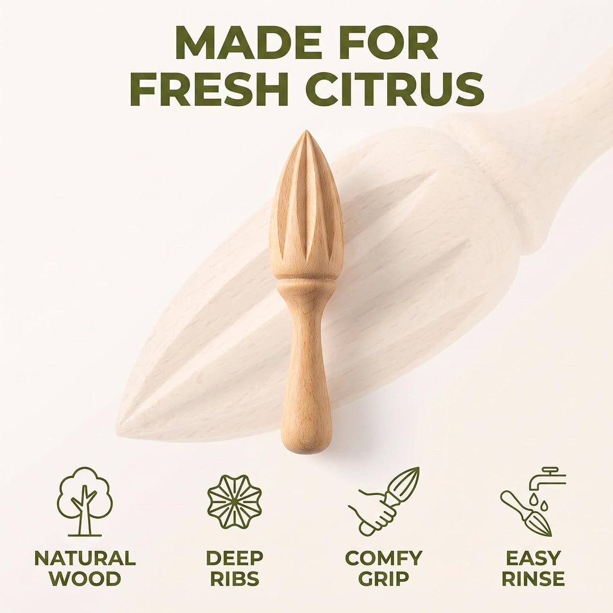 Wooden Citrus Juicer - Manual Handheld Lemon Orange Reamer with Ergonomic Grip, Durable Fruit Squeezer Tool for Home/Bar/Cafe Use, Portable Kitchen Accessories for Juicing Limes and Citrus Fruits