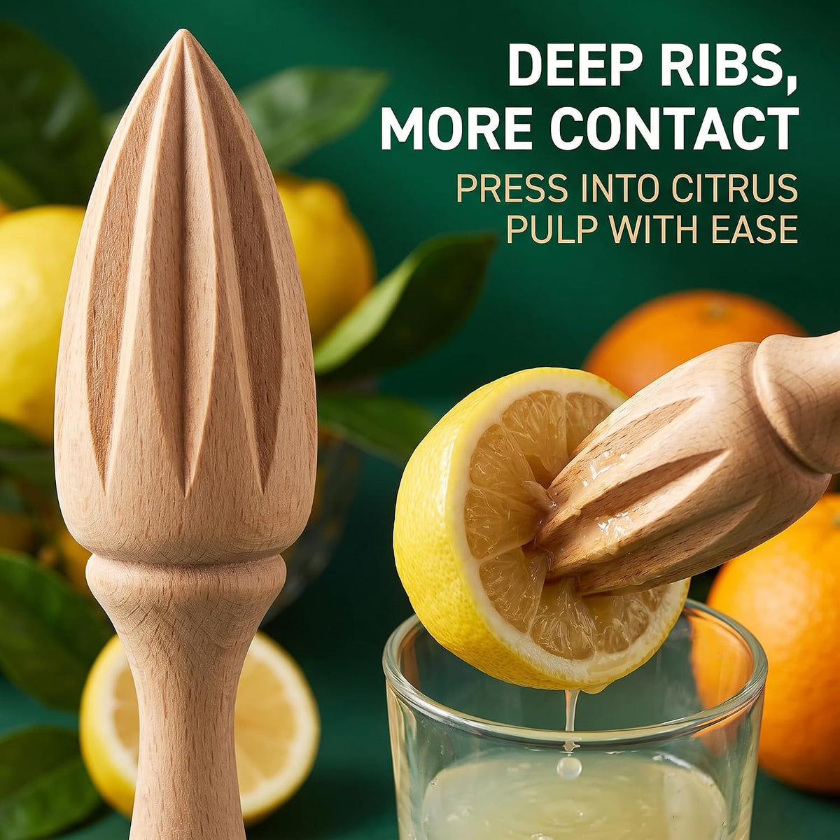 Wooden Citrus Juicer - Manual Handheld Lemon Orange Reamer with Ergonomic Grip, Durable Fruit Squeezer Tool for Home/Bar/Cafe Use, Portable Kitchen Accessories for Juicing Limes and Citrus Fruits