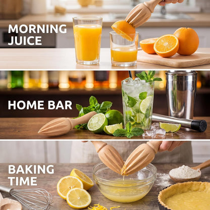 Wooden Citrus Juicer - Manual Handheld Lemon Orange Reamer with Ergonomic Grip, Durable Fruit Squeezer Tool for Home/Bar/Cafe Use, Portable Kitchen Accessories for Juicing Limes and Citrus Fruits
