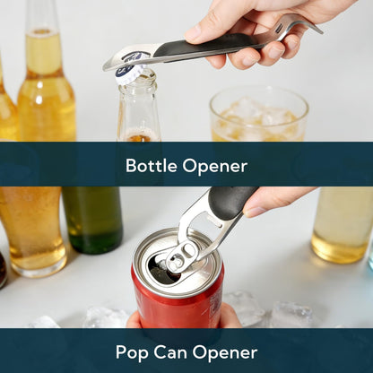 3 in 1 Magnetic Bottle and Can Opener for Refrigerator, Stainless Steel Manual Can Punch Opener with Soft-Touch Handle, Fridge Magnet Design for Easy Storage, Multi-purpose Church Key