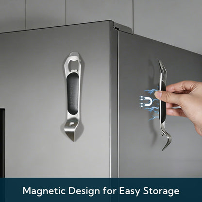 3 in 1 Magnetic Bottle and Can Opener for Refrigerator, Stainless Steel Manual Can Punch Opener with Soft-Touch Handle, Fridge Magnet Design for Easy Storage, Multi-purpose Church Key