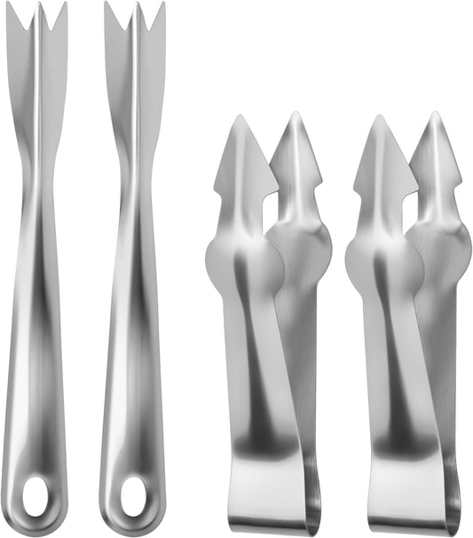 Fruit Tweezers & Pineapple Eye Remover Tool - Stainless Steel Pineapple Eye Remover with V Shape Set of 4 Pcs - Fruit Remover Kitchen Tweezers and Pineapple Seed Remover